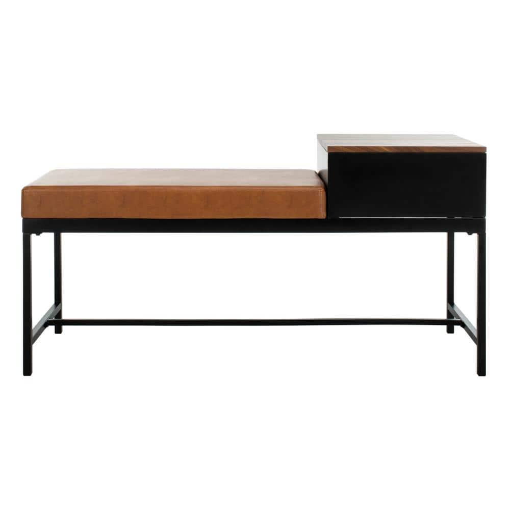 Maruka Bench with Storage - Brown/Brown - Safavieh