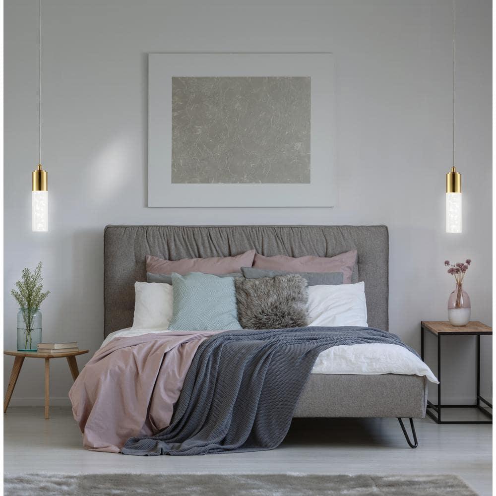 JONATHAN Y Cristal 1-Light Bubble Acrylic/Iron Modern Minimalist Integrated LED Pendant, by JONATHAN  Y - 1 Light Gold