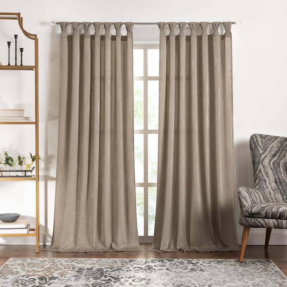 Achim Home Furnishing: Peri Window Curtain Panels with Tulip Tab Top, Taupe, 52" x 84"
