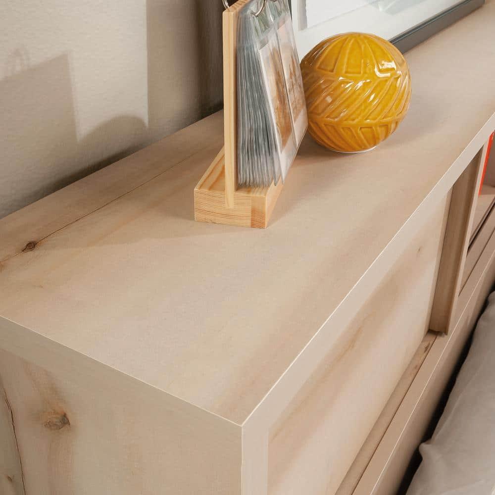 Full/Queen Harvey Park Headboard Pacific Maple - Sauder: Sliding Door Storage, Adjustable Shelves