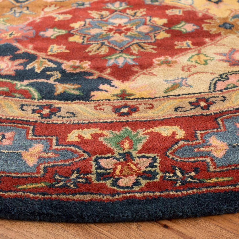 Heritage HG926 Hand Tufted Area Rug - Red/Multi - 6' Round - Safavieh.