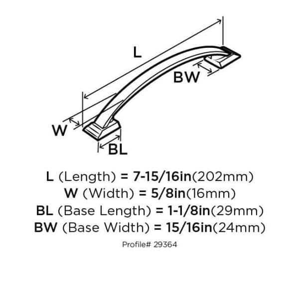 Amerock Candler 6-5/16 inch (160mm) Center-to-Center Polished Nickel Cabinet Pull