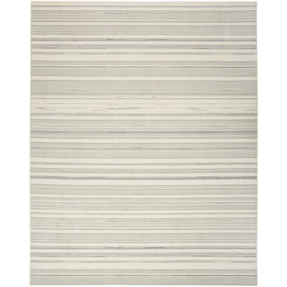 Nourison Grafix Abstract Striped Indoor Rug Ivory Grey 5'3" x 7'3"