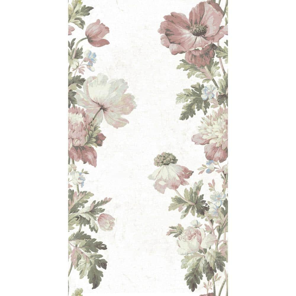RoomMates Vintage Floral Stripe Peel and Stick Wallpaper Pink: Self-Adhesive Vinyl, Botanical Pattern, 28.3 Sq Ft Coverage