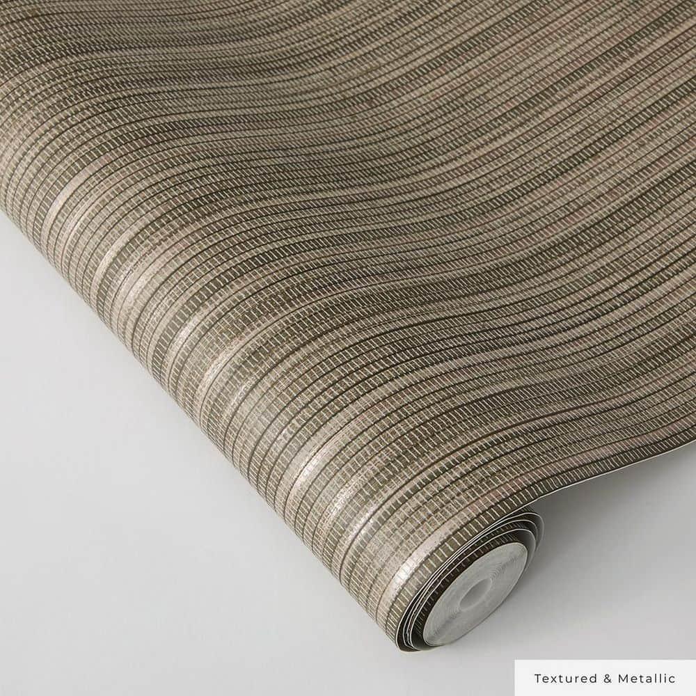 Tempaper & Co. 28 sq ft Faux Grasscloth Removable Peel and Stick Wallpaper Textured Bronze : Vinyl, Self-Adhesive, Thin Stripe Pattern