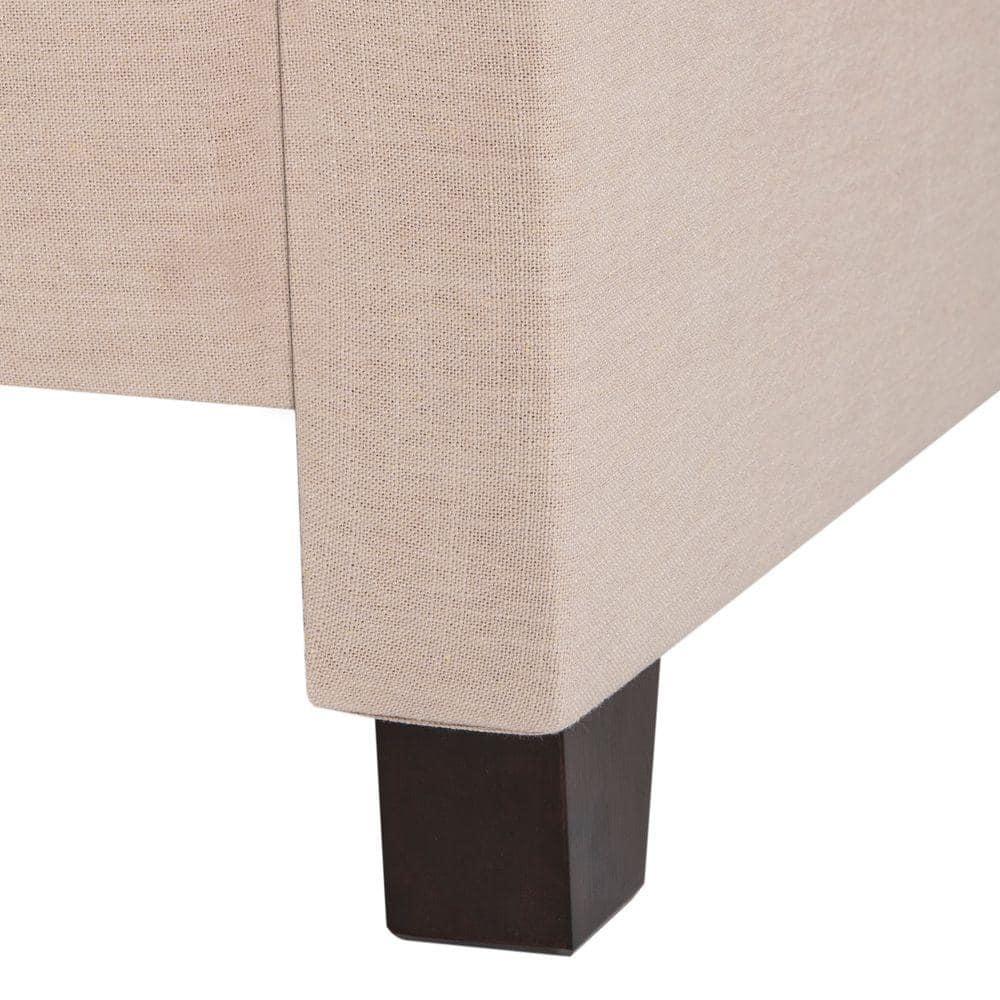 SAFAVIEH Theron Modern Elegant Upholstered Bed Frame with Nail Heads, Full, Light Beige/Brass Nails