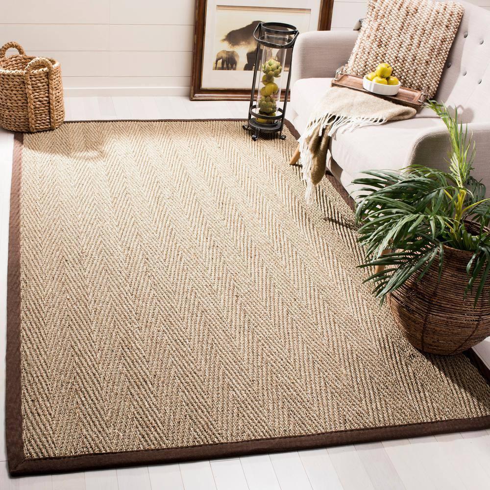 Natural Fiber NF115 Power Loomed Indoor Area Rug - Natural/Dark Brown - 6'x6' - Safavieh