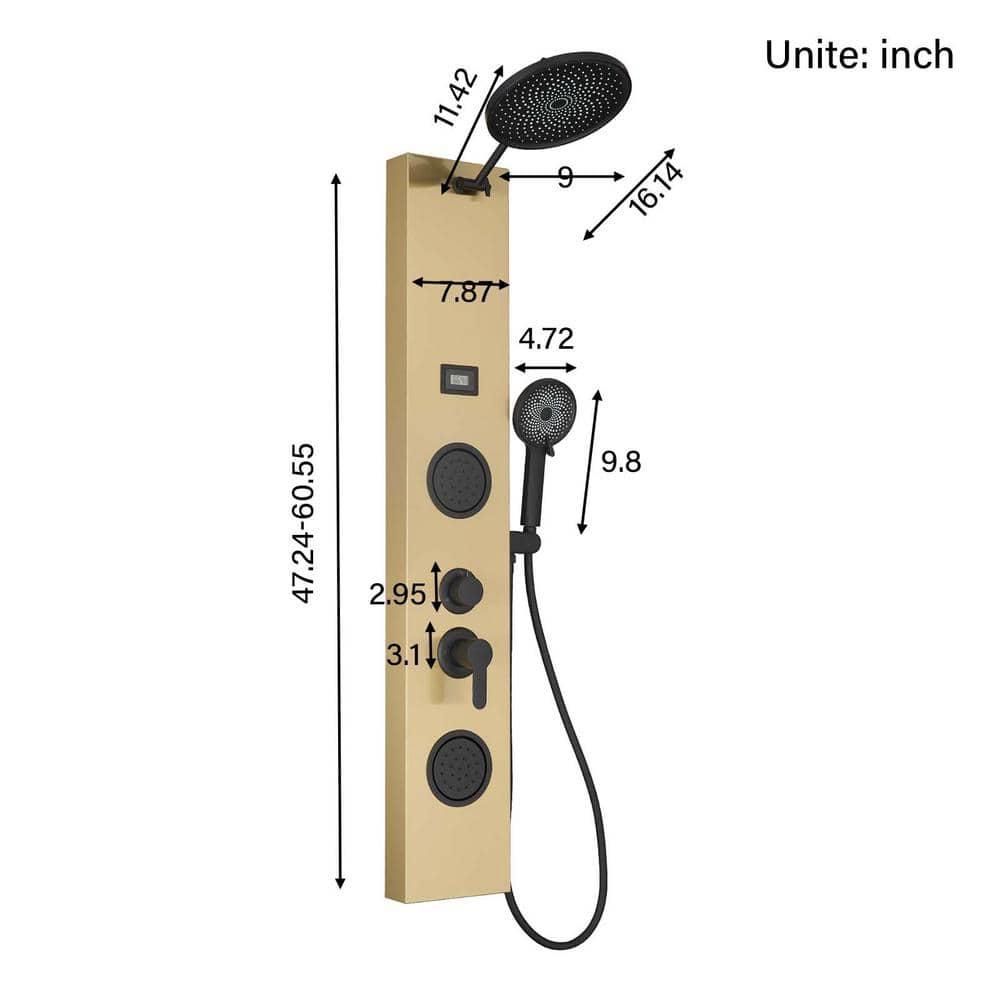 BWE 2-Spray Rain Shower Tower Shower Panel System with Rainfall Shower Head and Shower Rod