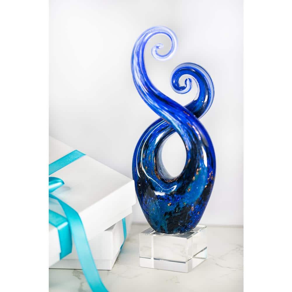 Monet Murano Style Art Glass Swirl Centerpiece on Crystal Base 10"