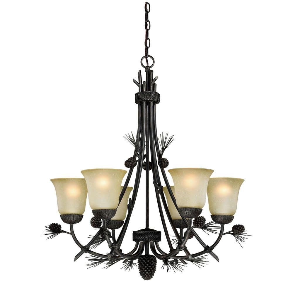 Vaxcel Sierra 6 - Light Chandelier in  Black Walnut