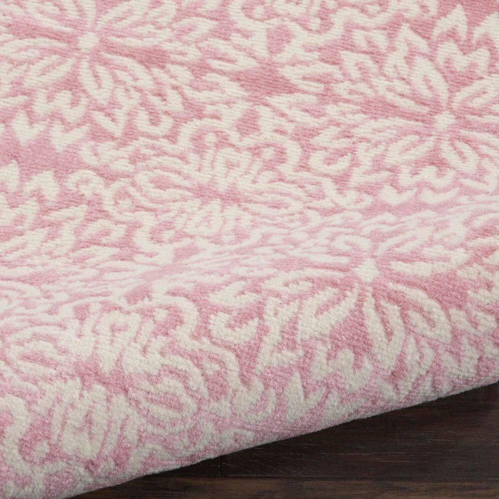 Nourison Jubilant Geometric Floral Ivory/Pink 5'3" x 7'3" Area Rug, (5' x 7')