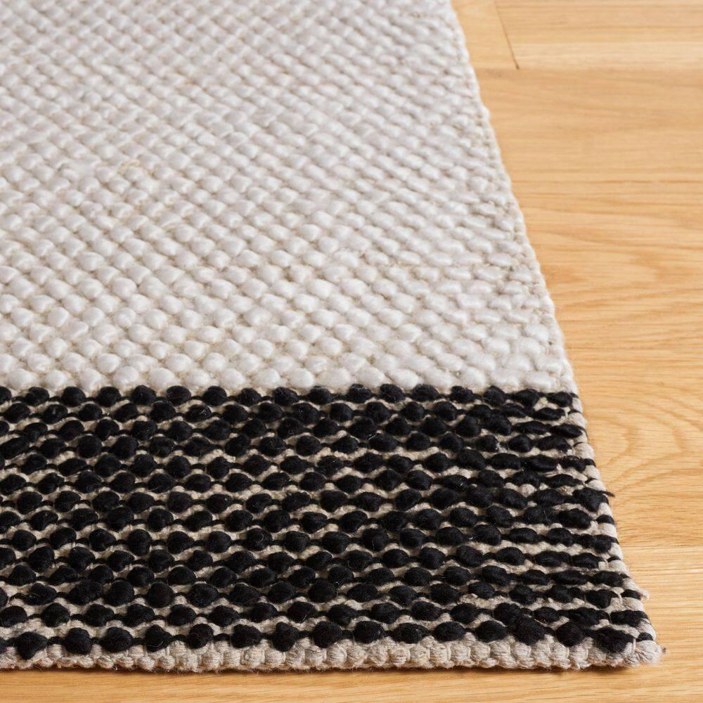 Natura NAT324 Flat Weave Indoor Area Rug - Ivory/Black - 6'x6' - Safavieh
