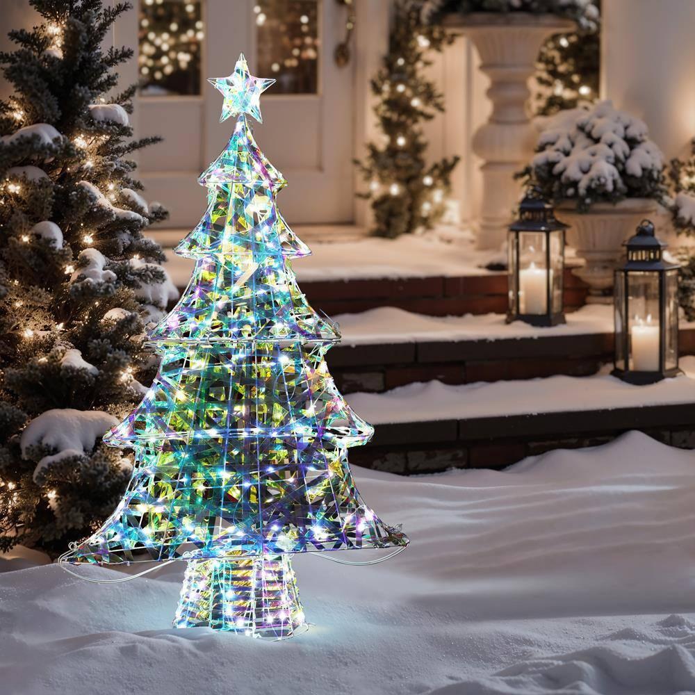 LuxenHome Lighted Christmas Tree Indoor and Outdoor Holiday Decoration Multicolored