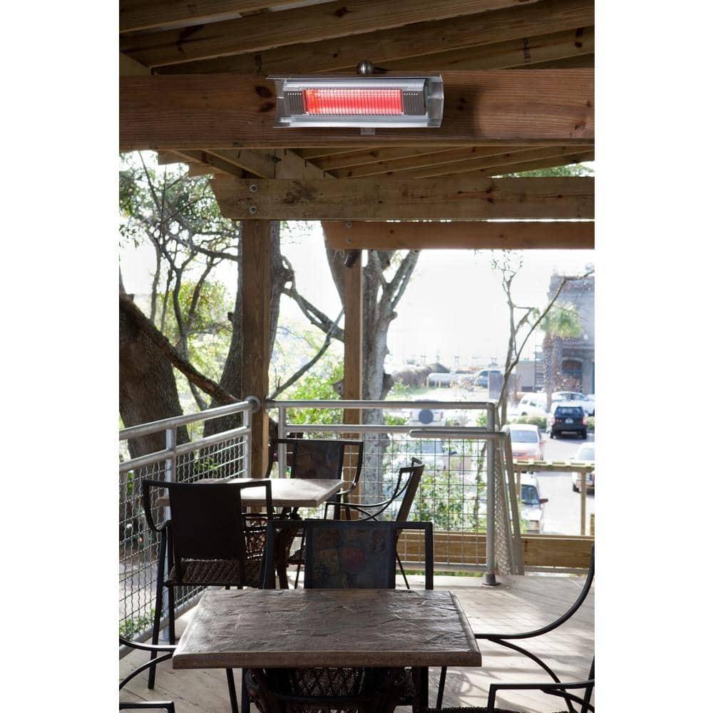 Fire Sense Wall Mounted Infrared Patio Heater 1500W Weatherproof for Indoor Outdoor-Stainless Steel