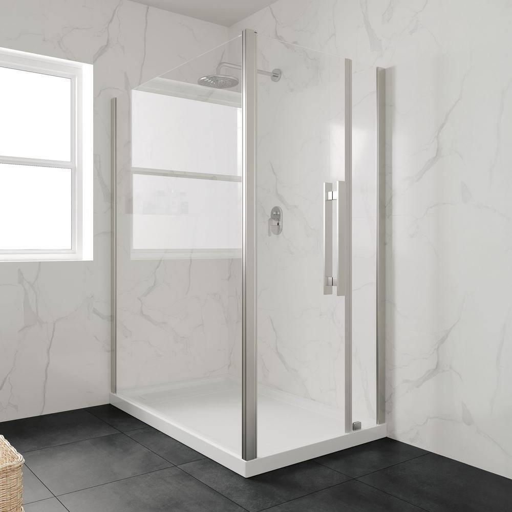 OVE Decors 48" x 36" Rectangle Shower Base Pan, White Acrylic, Hidden Side Drain, Reversible Design