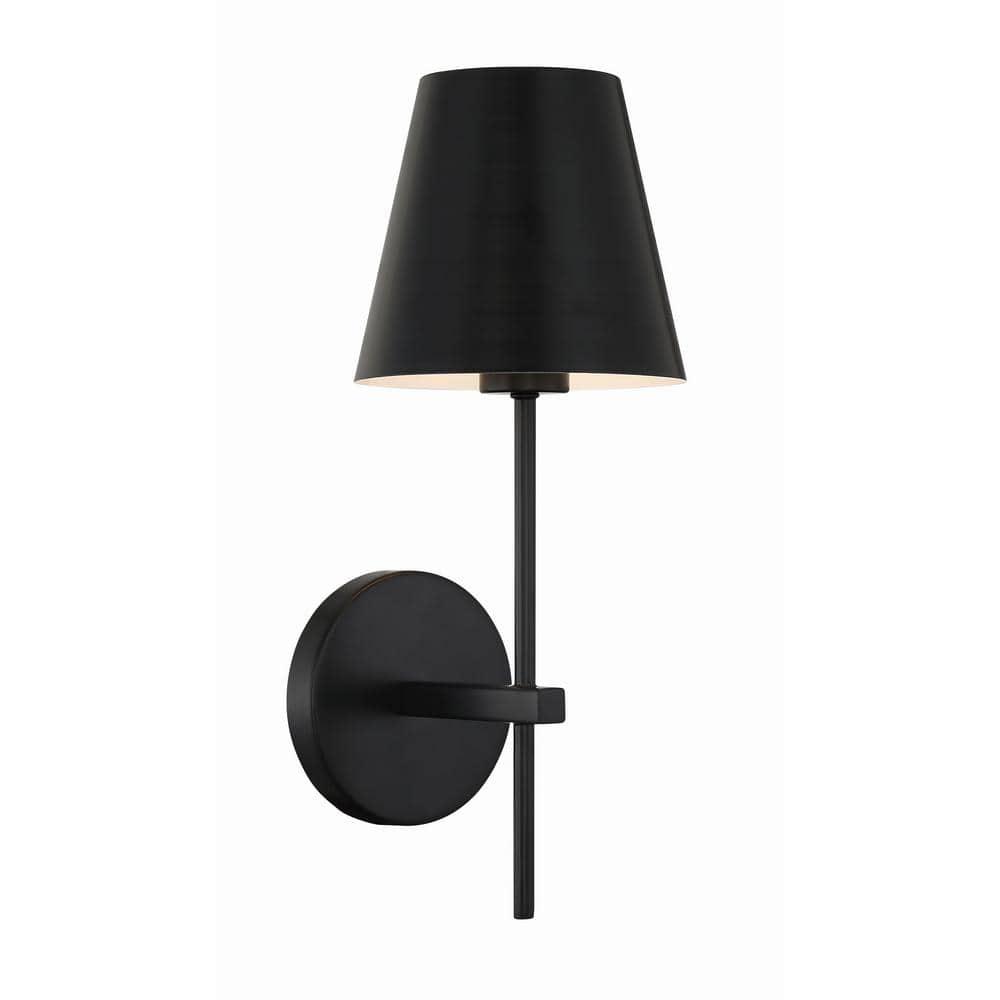 Crystorama Xavier 1 Light Matte Black Wall Mount - 6'' W x 15'' H x 7'' D