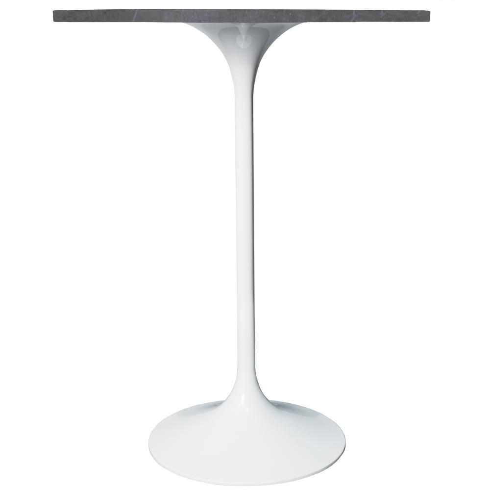 Leisuremod Verve 27" Round Bar Height Dining Table - Sintered Stone Top with Modern White Pedestal Base Counter Height Table for Kitchen, Home and Pub