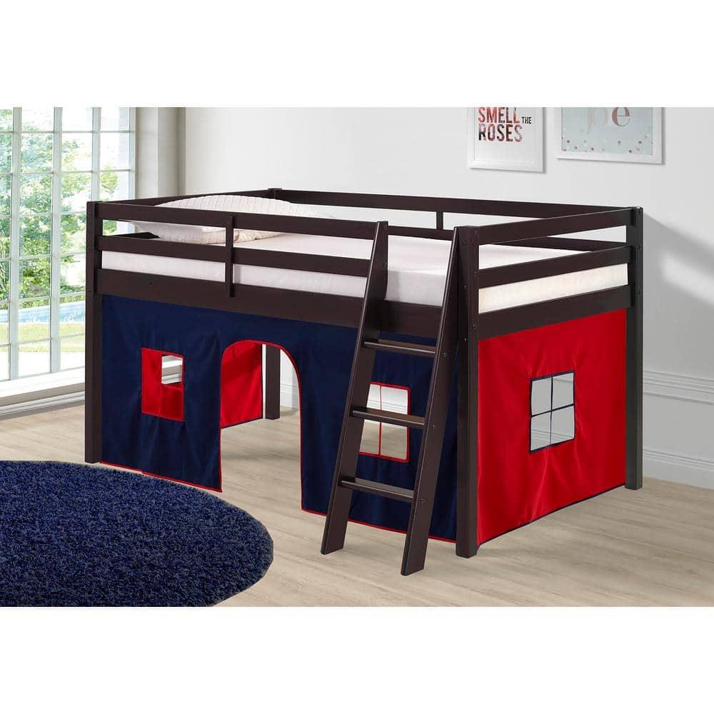 Alaterre Roxy Junior Loft - Espresso with Blue and Red Bottom Tent