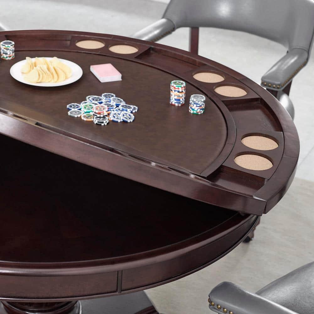 Tournament Black Top Poker Game Table in Cherry Finish