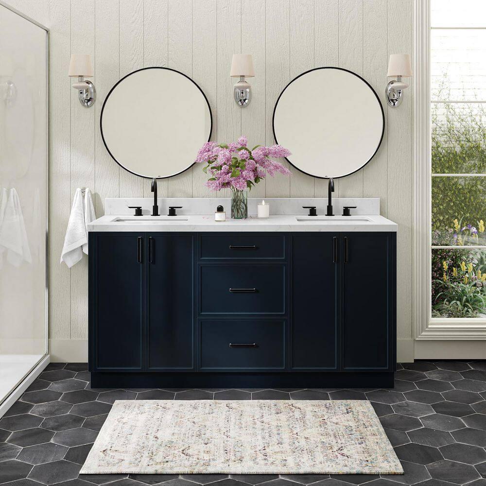 Midnight Blue 66" Freestanding Double Sink Wood Vanity Cabinet