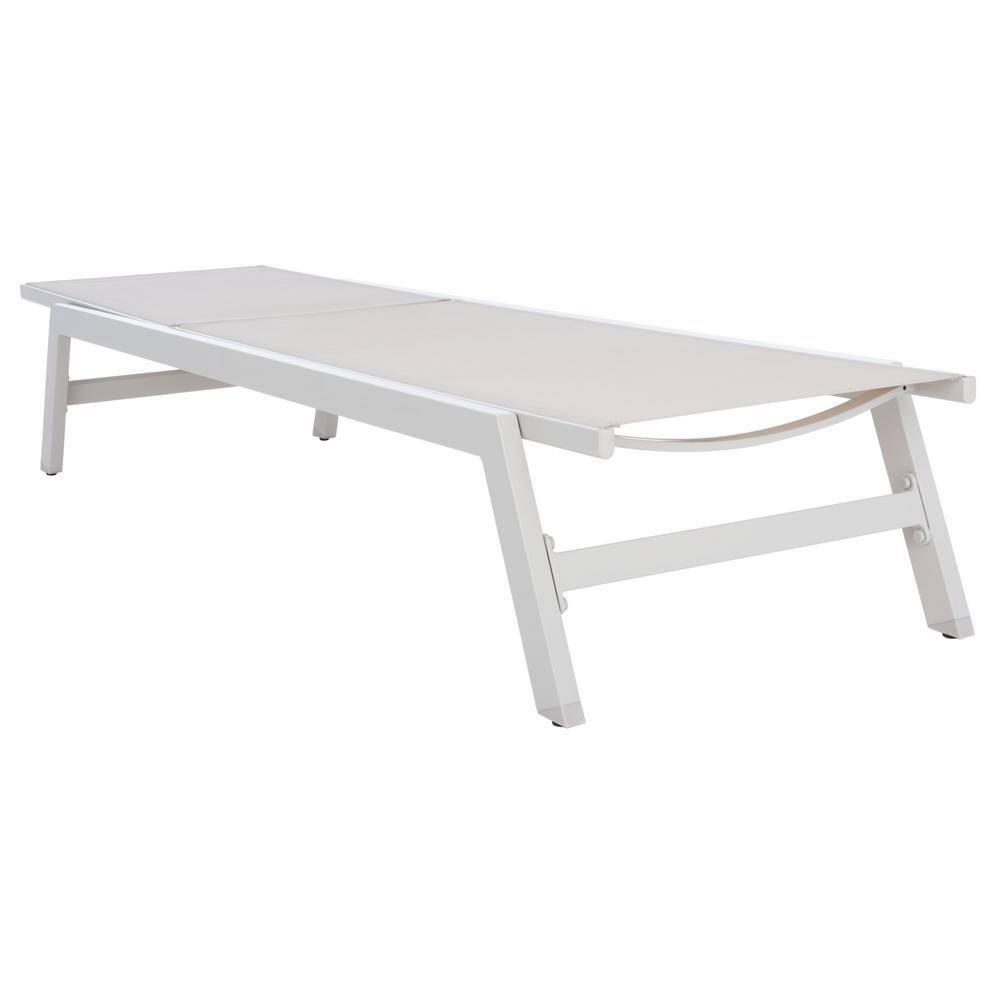 Fionne Sunlounger - Outdoor - PAT9038 - White/Beige -Safavieh