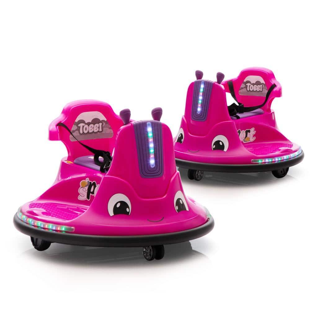 iRerts Ride on Toys for Toddlers, 12V Bumper Car for Kids Ages 2-5 Gifts, Ride on Cars with Remote Control, Bluetooth, MP3 Music, Light Belt, Rose Red