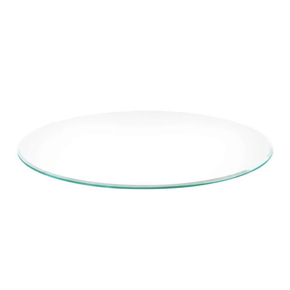 Pro Safe Glass 24" Round Tempered Glass Table Top 1/2" Thick Bevel Edge - Clear