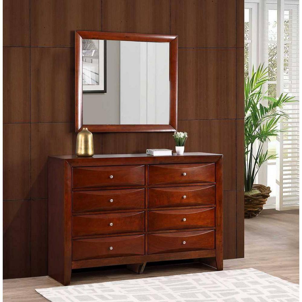 Passion Furniture Marilla 35 in. x 39 in. Modern Rectangle Framed Cherry Dresser Mirror