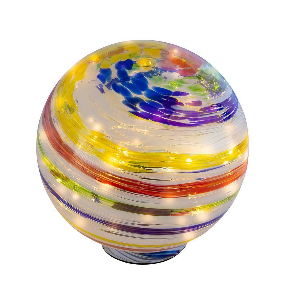Alpine Corporation 10" Light up Glass Gazing Balls, Multicolor