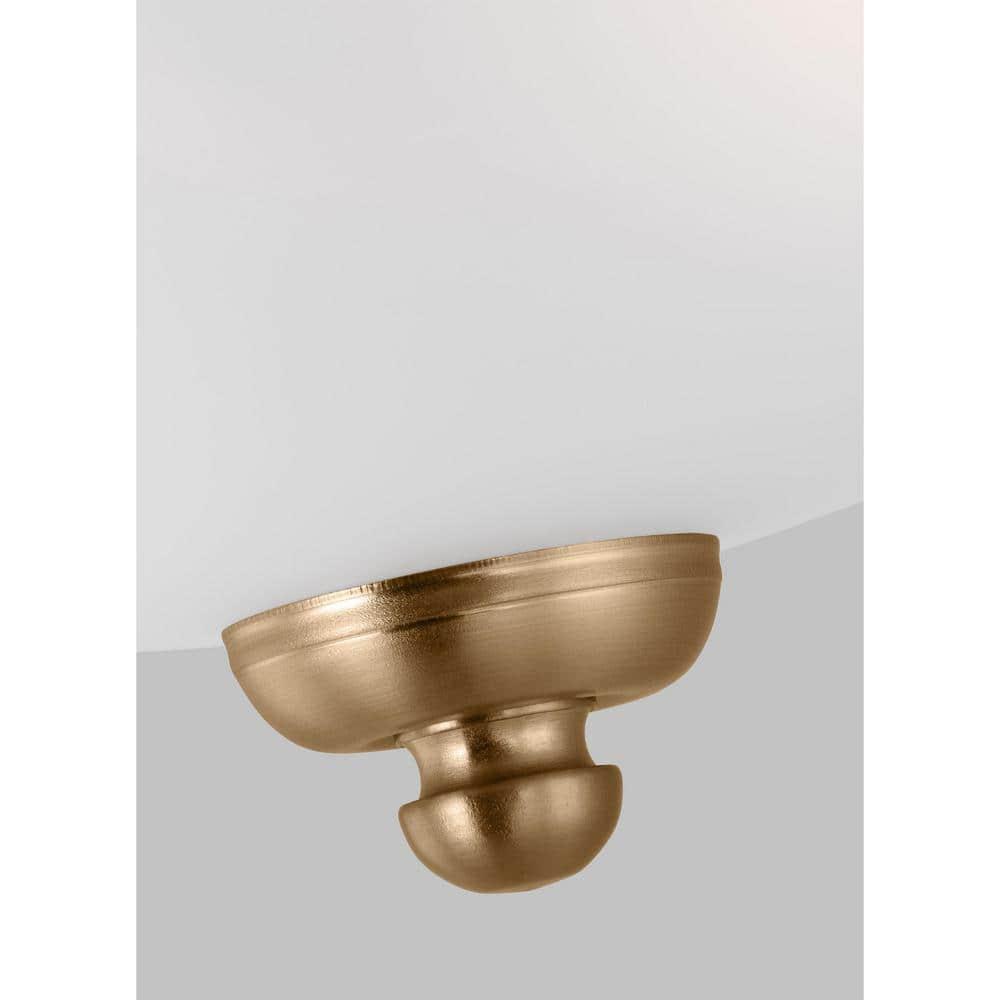 Satin Brass Geary 2-Light Flush Mount with Etched Glass Shade