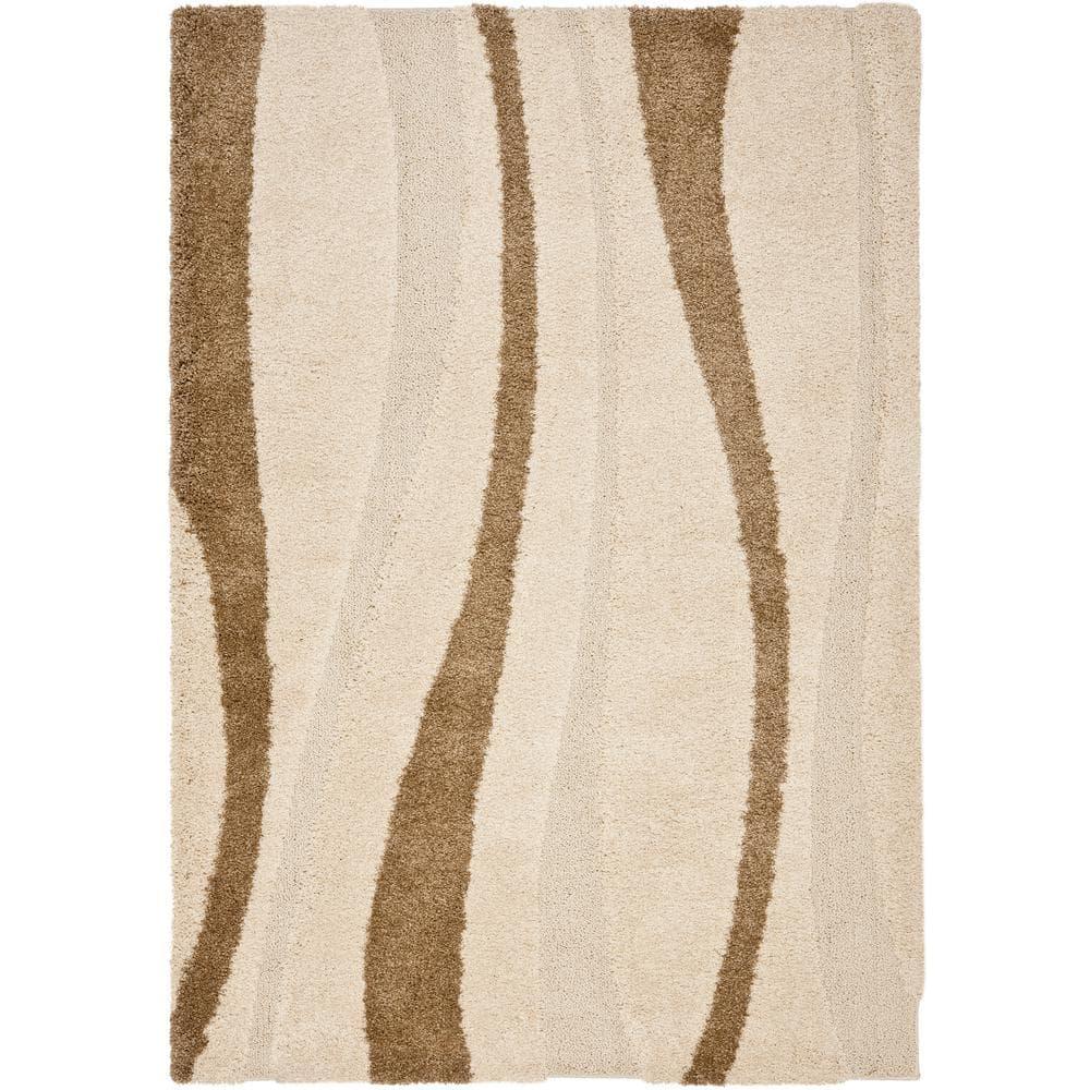 Florida Shag SG451 Power Loomed Indoor Area Rug - Cream/Dark Brown - 4'x6' - Safavieh.