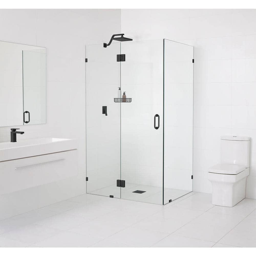 Halo 48 in. x 30 in. x 78 in. 90-degree Fully Frameless Glass Hinged Shower Enclosure