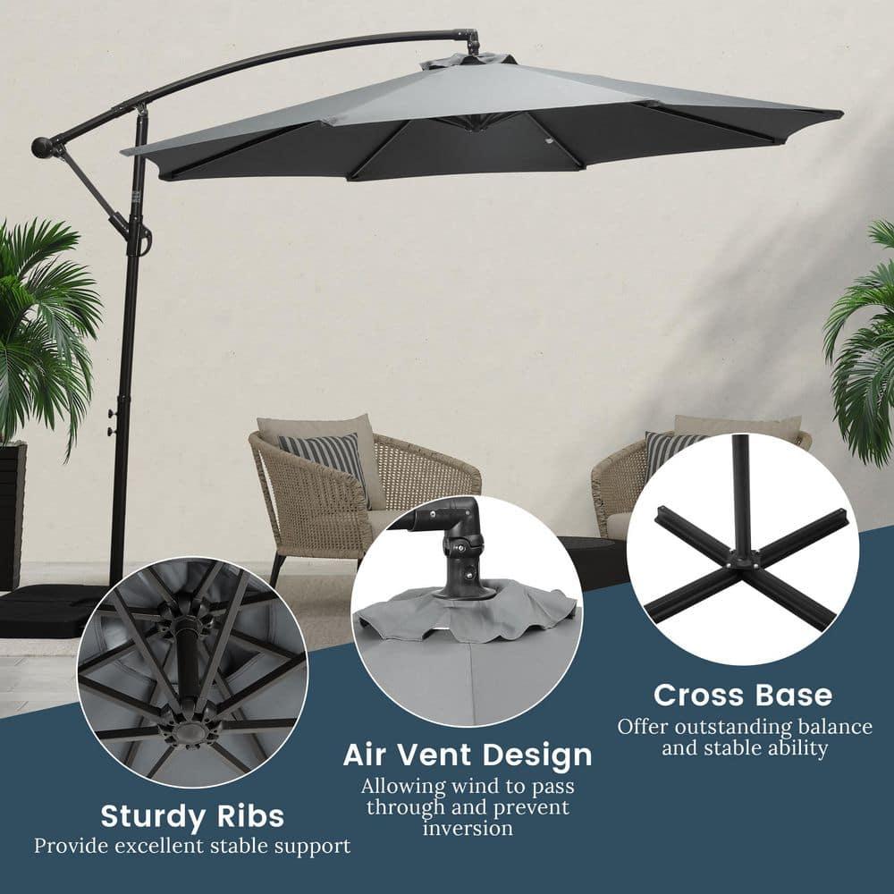Polytrends Weller 10-foot Offset Cantilever Hanging Patio Umbrella Gray
