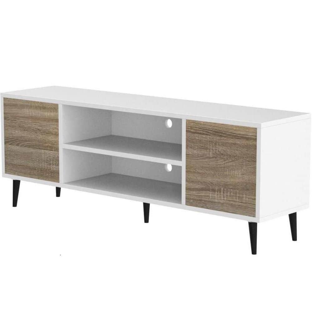 LACOO 58" Modern Simplicity TV Stand Media Console Fits TV's up to 65" - Scandi White