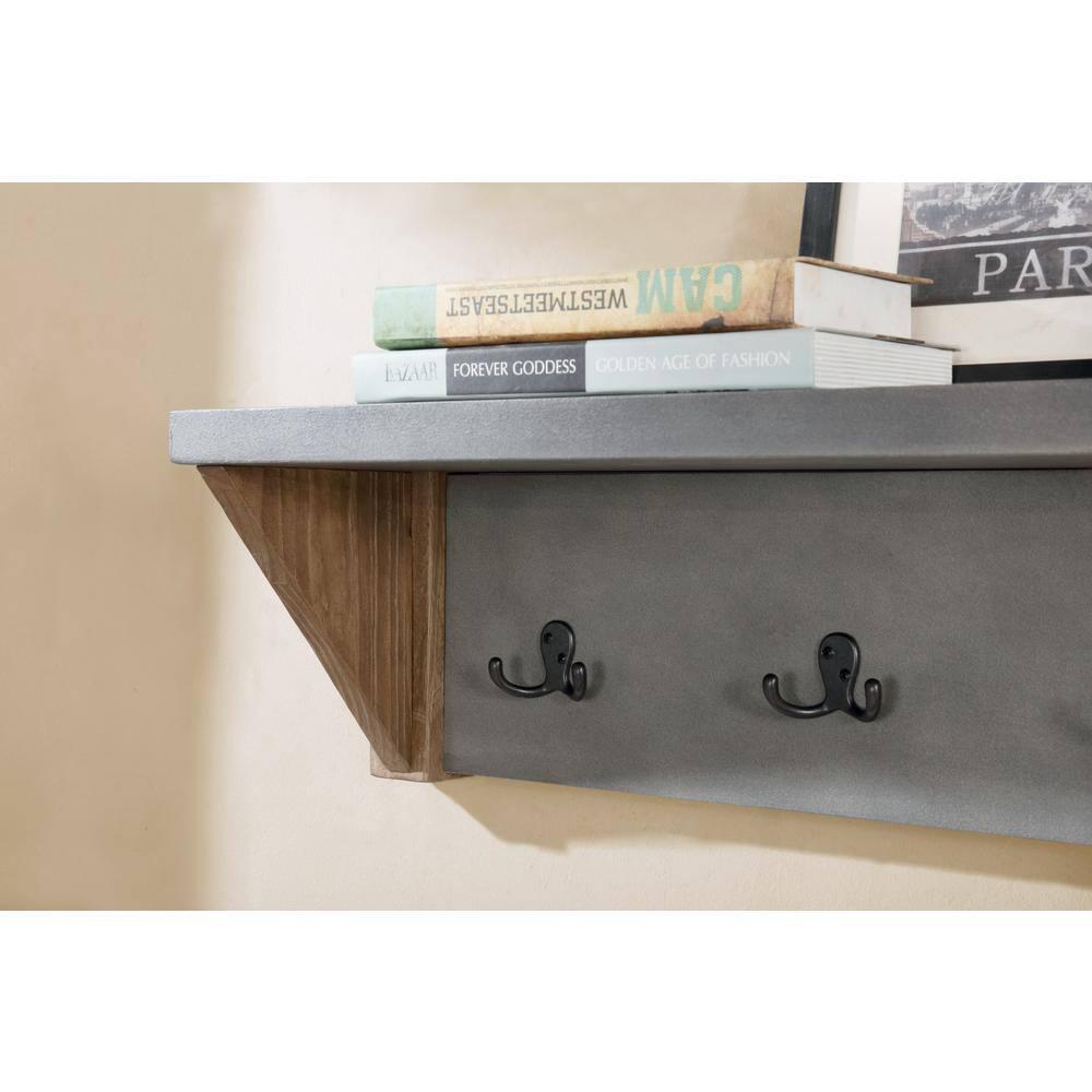 Newport 40" Coat Hook with Shelf and Faux Concrete Bench Set