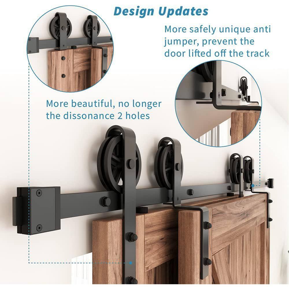 Black Wall Mount Barn Door Hardware Kit, 156 in. Track
