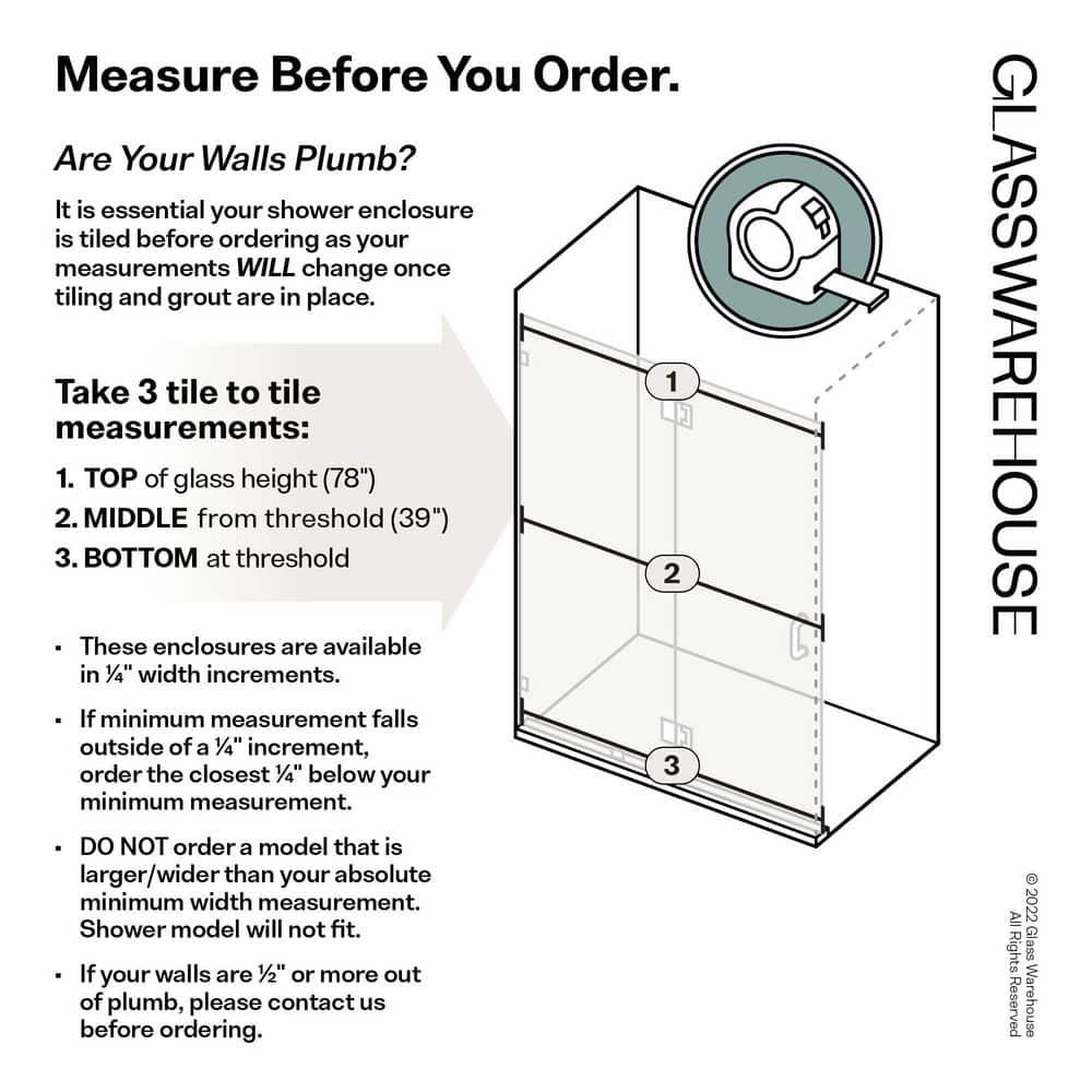 Halo 62 in. x 78 in. Frameless Glass Hinge Shower Door