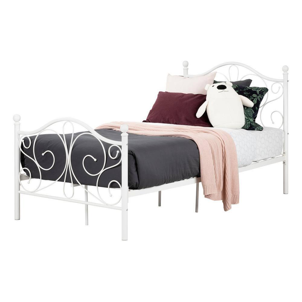 South Shore Summer Breeze Complete Twin Metal Platform Bed (39"), White