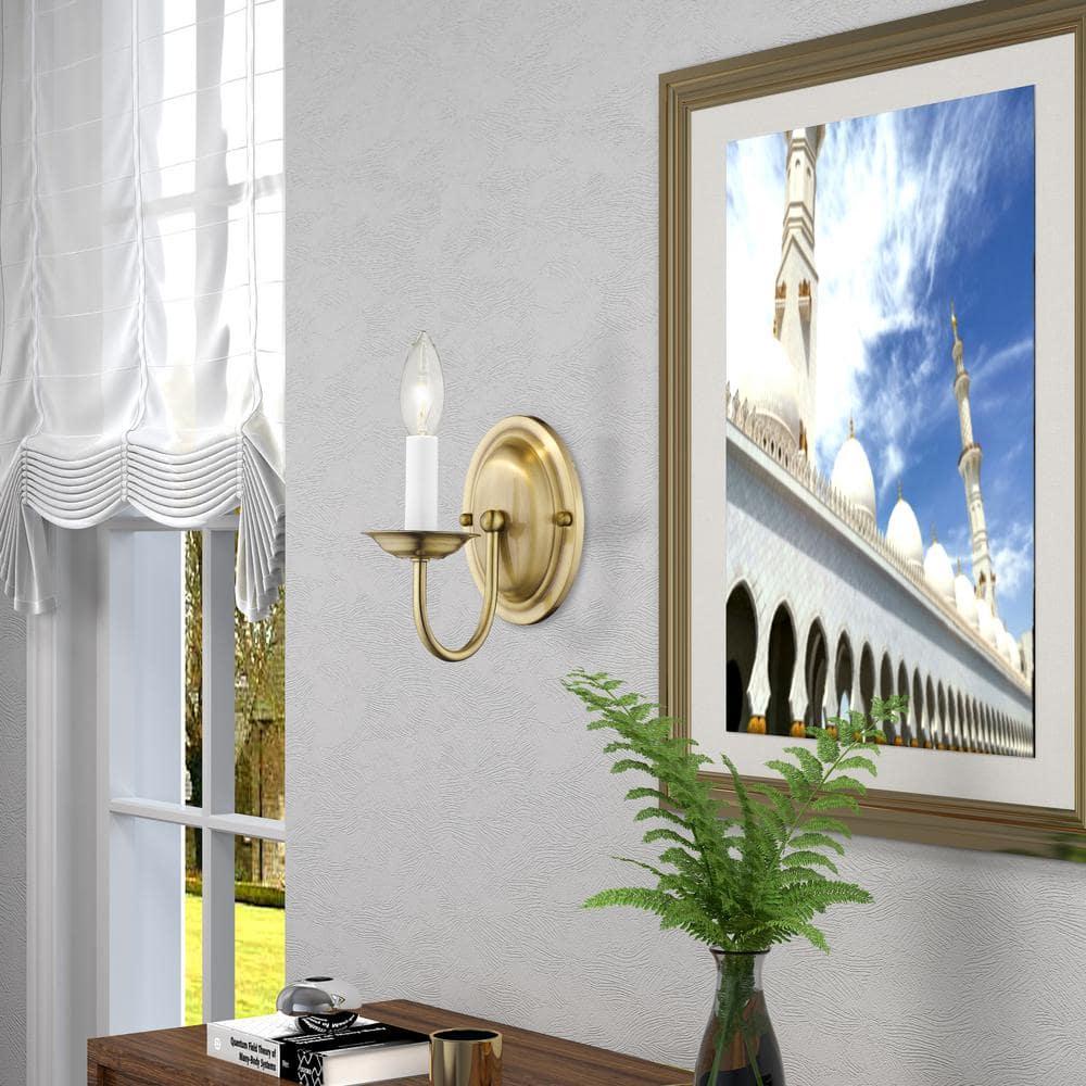 Livex Lighting Home Basics 1 - Light Wall Light in  Antique Brass
