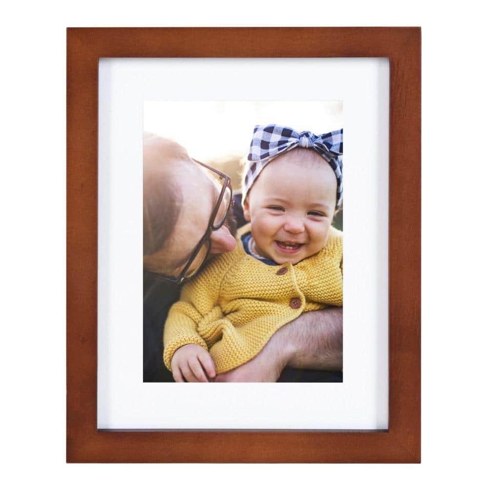 Kate and Laurel Gallery Mid-Century Wood Wall Frame Set, Set Of 10, Walnut Brown, Gold, Black, and White