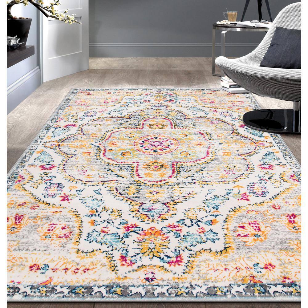World Rug Gallery Distressed Vintage Bohemian Gray 7'10" x 10' Area Rug