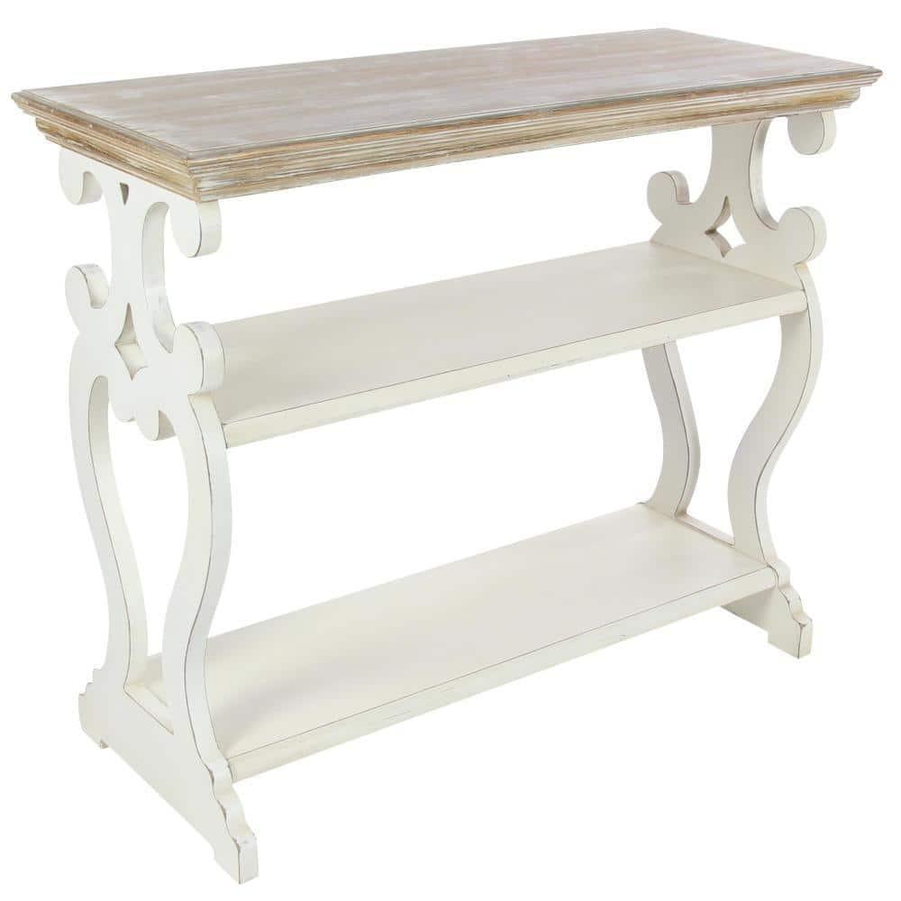 Farmhouse Wood Console Table Off White - Olivia & May: 2-Shelf Design, Tall Profile