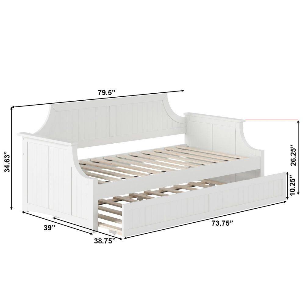 AFI Cambridge Twin Wood Daybed with Twin Size Trundle in White