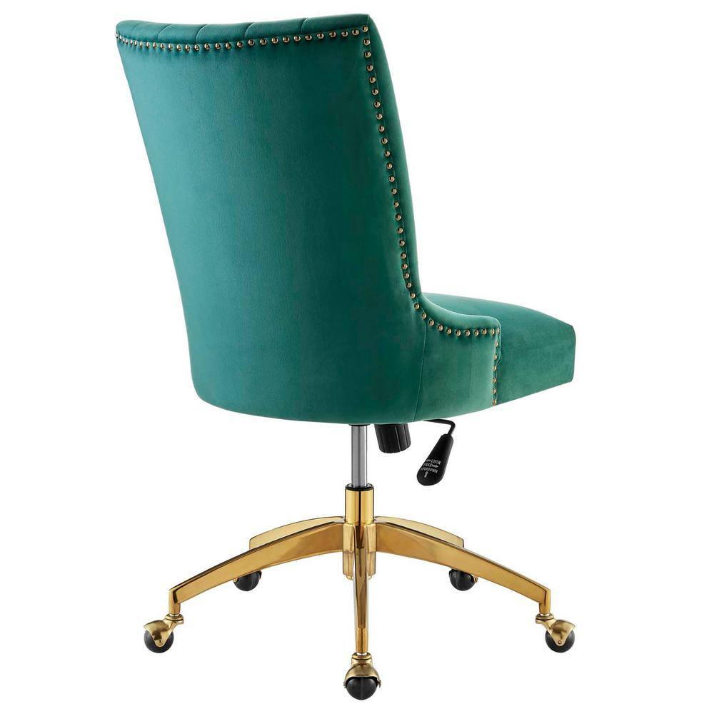 Empower Channel Tufted Performance Velvet Office Chair Gold Teal - Modway: Swivel Desk Chair with Casters, Adjustable Height
