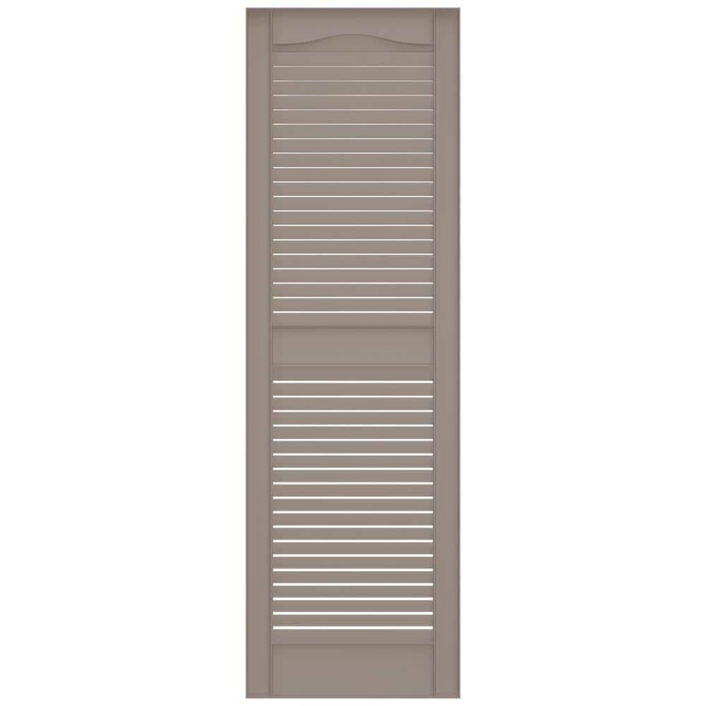 12 in. x 31 in. Louvered Vinyl Exterior Shutters Pair in Clay