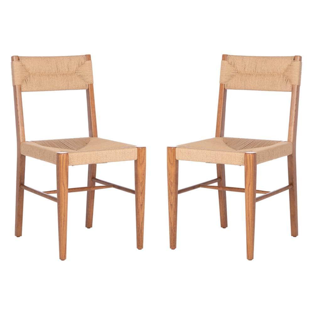 SAFAVIEH Couture Cody Coastal Rattan Solid Dining Chair, Natural (Set of 2)
