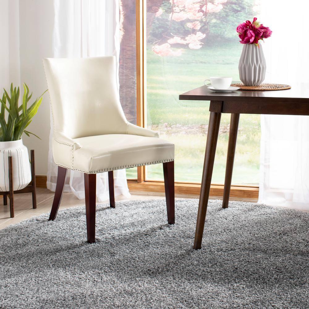 Becca 19''H Dining Chair with Silver Nail Heads - Cream/Leather - Safavieh