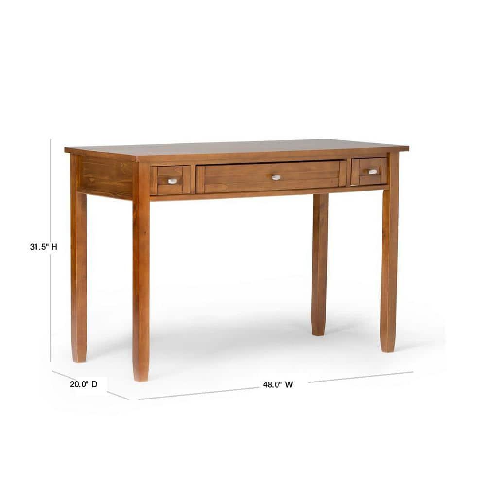Simpli Home Warm Shaker 48"W Solid Wood Desk, Transitional Style with Keyboard Tray