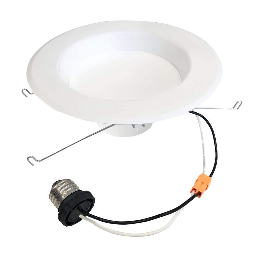 Bulbrite Pack of (4) 14 Watt Adjustable 5/6''Integrated LED Recessed Downlight with E26 Quick Connect Adaptor 2700K Warm White Light 1100 Lumens