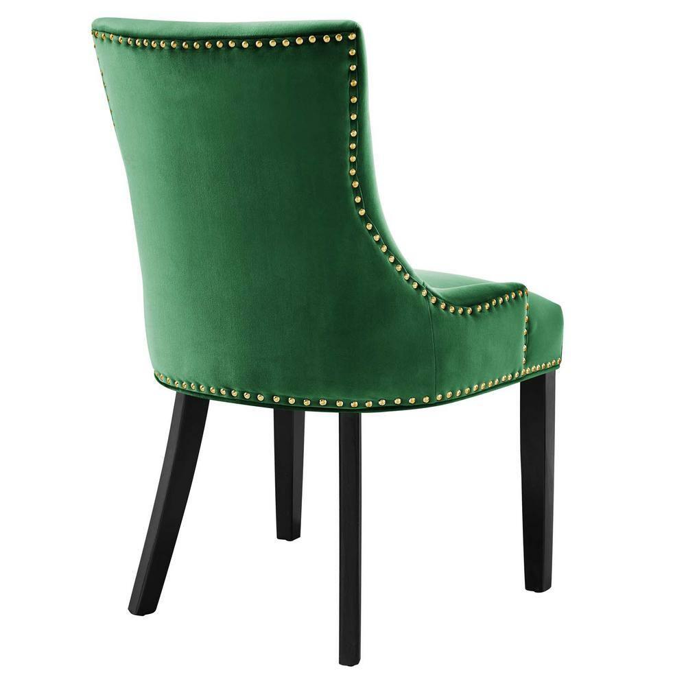 Set of 2 Marquis Performance Velvet Dining Chairs Emerald - Modway: Upholstered Wood Frame, Spot Clean